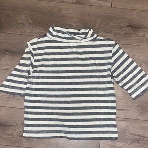Anthropology T.La Black and White Striped Short Sleeve Top